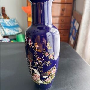 Japanese Yamato Cobalt Floral Porcelain Vase